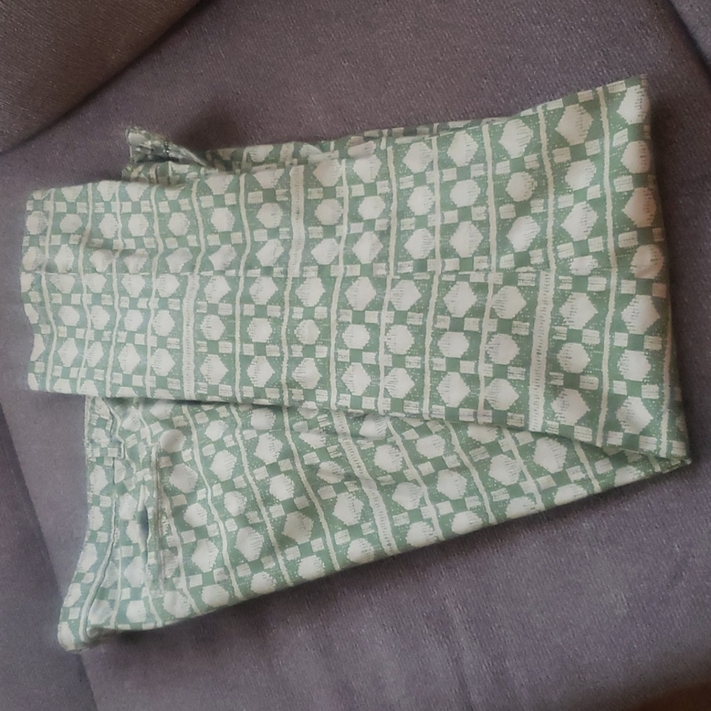 Ashley Stewart Green Tan Printed Pants Plus Size 16
